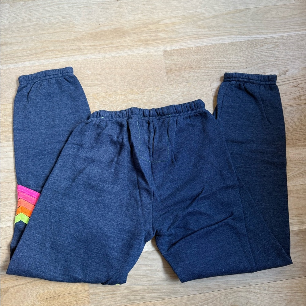 Aviator Nation Dark Gray Joggers with Rainbow Stripes - Picture 3 of 7